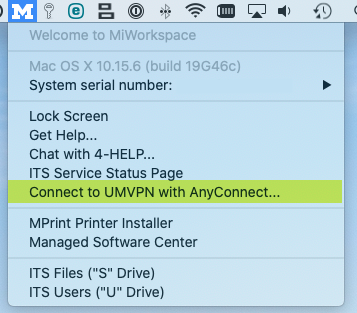 Select Connect to UMVPN with AnyConnect