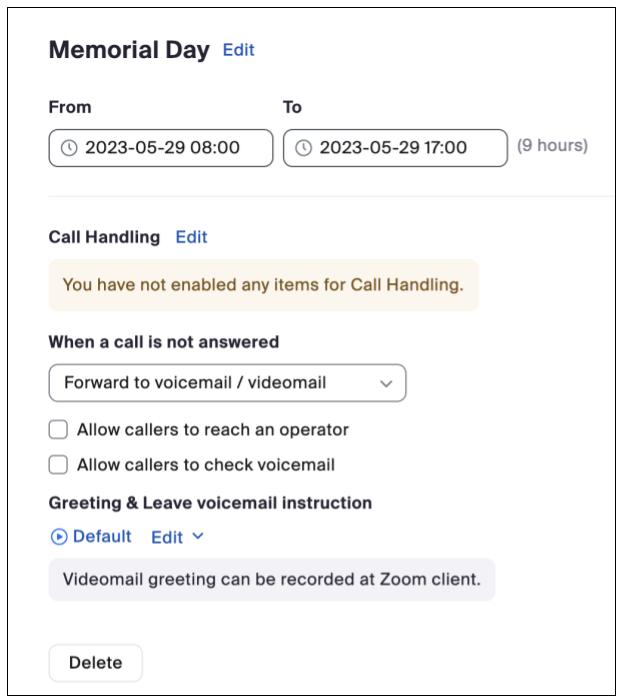 Forward Calls in Zoom Phone for Holiday Hours