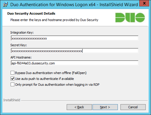 Duo Authentication for Windows Logon x64 - InstallShield Wizard