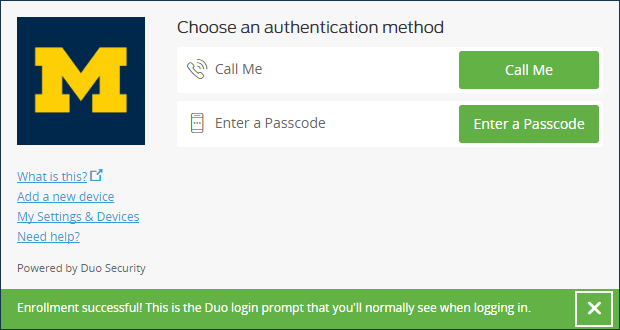 Choose an authentication method page