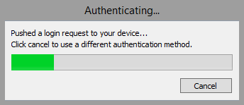 RDP automatic push dialog box