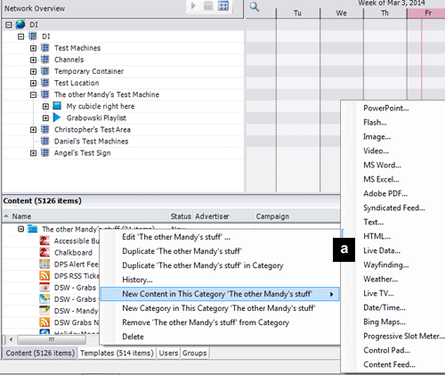 The Content Manager window showing the Network Overview pane and the Content pane