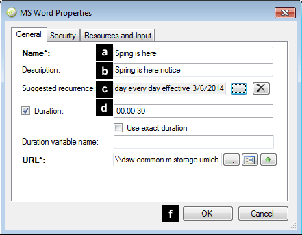 ms word properties window