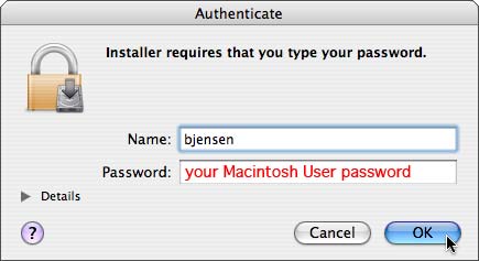 Authenticate dialog box