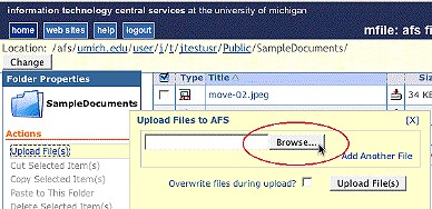 Screenshot of Browse button
