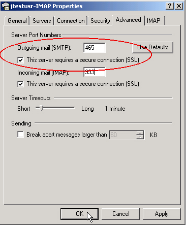 Screenshot of Server Port settings