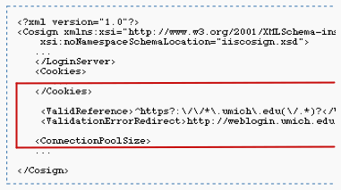 Inserting text between a </Cookies> (if it exists) and the <ConnectionPoolSize> tags