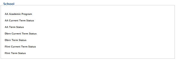 Screenshot of School attributes