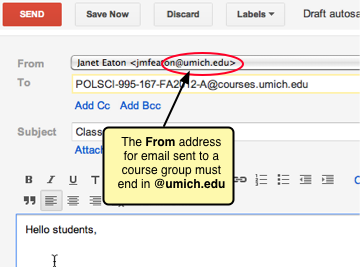 The From address must end in @umich.edu.
