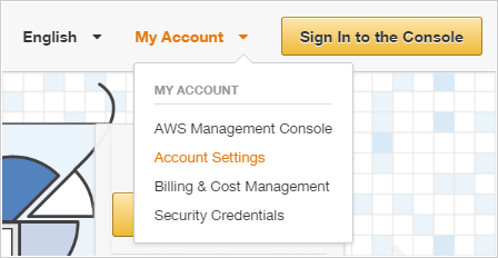 my account drop-down list