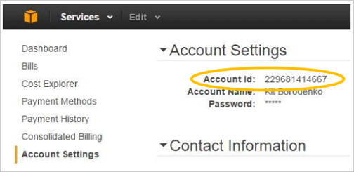 account settings screen