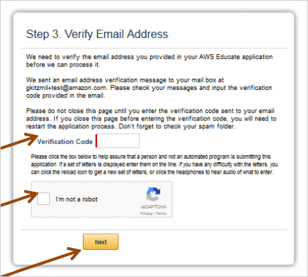 verify email address window