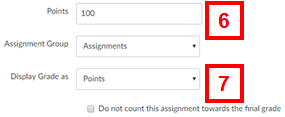canvas - add assignment page (grading information section)