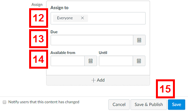 canvas - add assignment page (assign to information section)