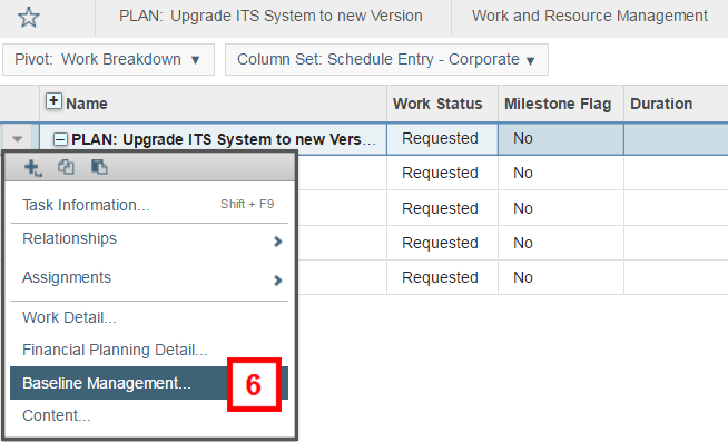 work and resource management window