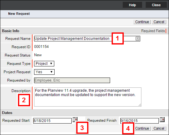 New Request Window