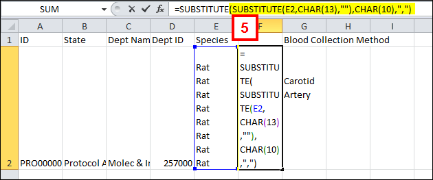 Excel report sheeting showing step 5