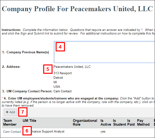 Company Profile form
