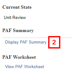 PAF Workspace PAF Summary Link step 2