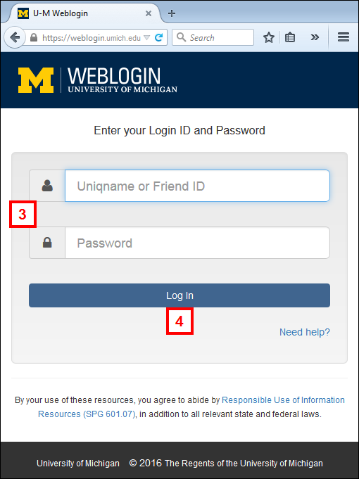 screenshot showing Weblogin steps 3-4
