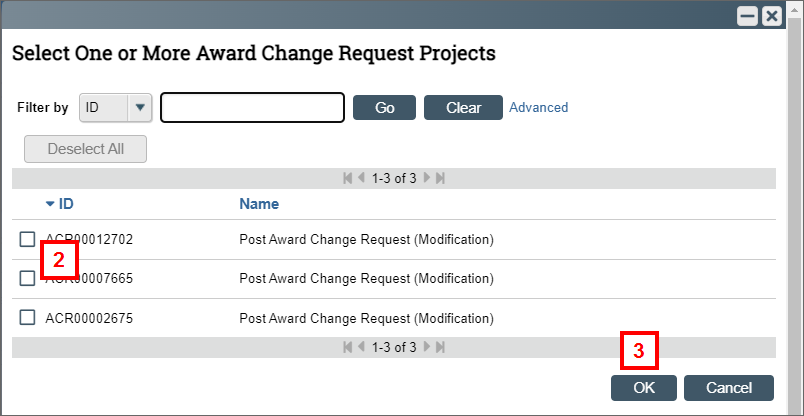 Related Award Change Request Projects