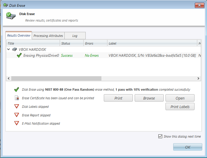 Killdisk Example Certificate KillDisk when done, click print to print the certificate. / ITS ...