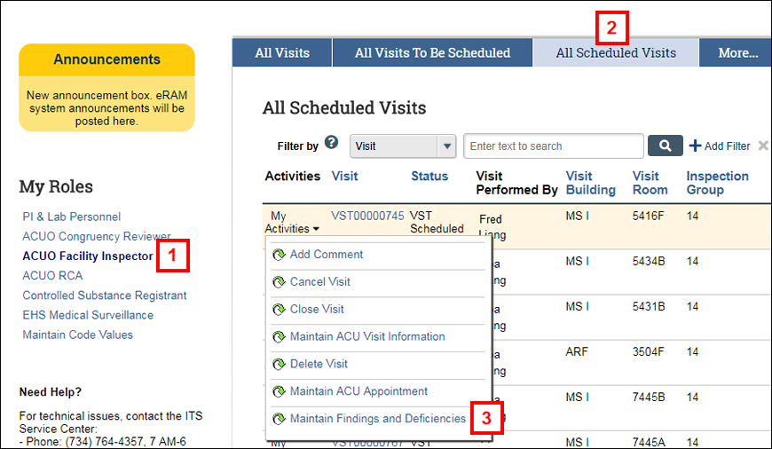 ACUO Facility Inspector Home Workspace
