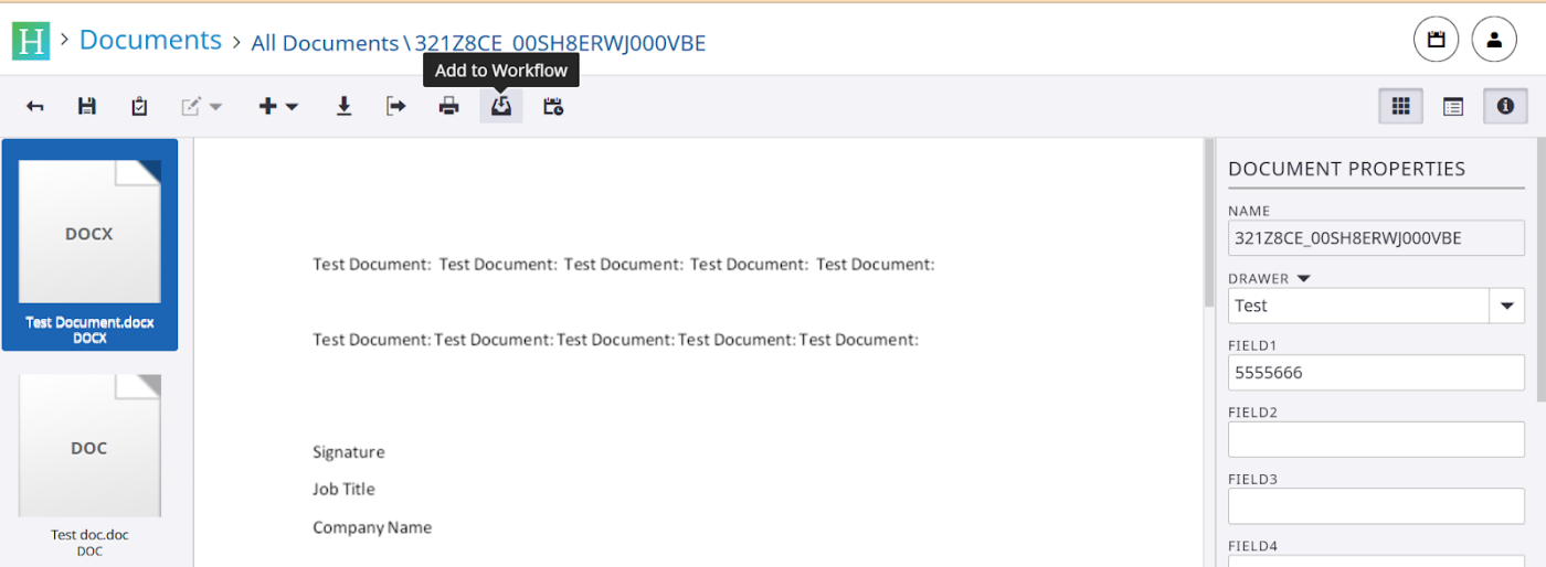 Add to Workflow Document Viewer screenshot