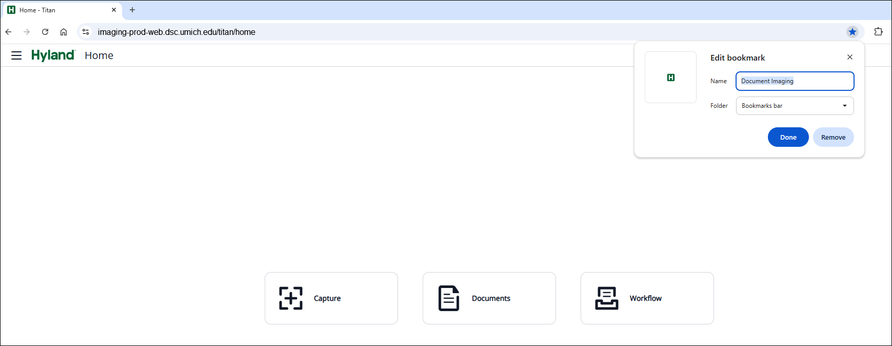 Creating a Bookmark screenshot