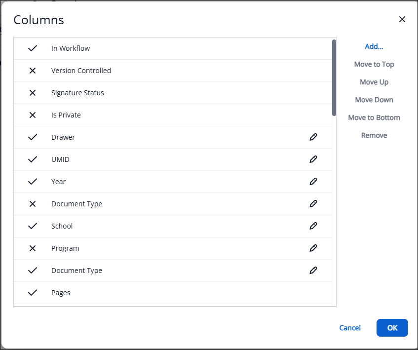 Columns screenshot