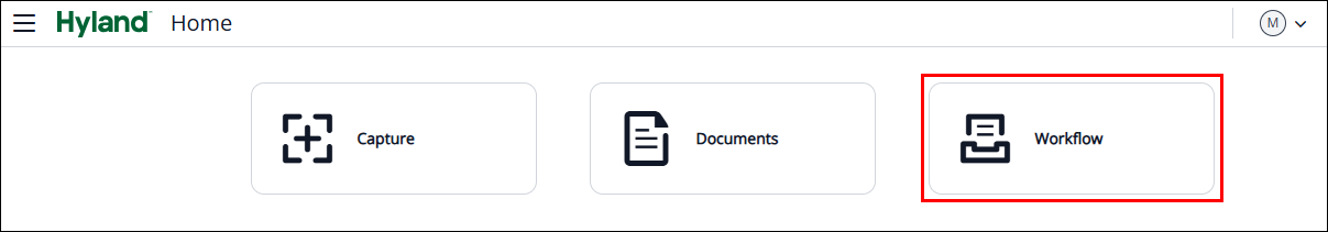 hyland home page with workflow icon highlighted