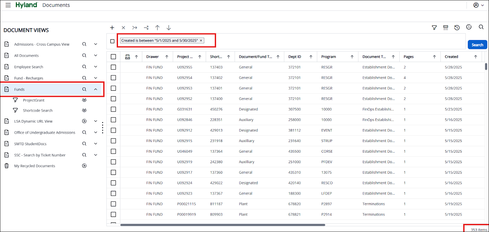 Search for a Document screenshot