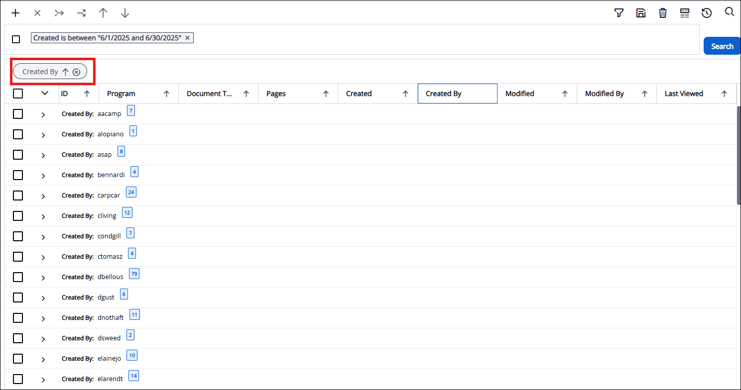 Show Grouping Area example
