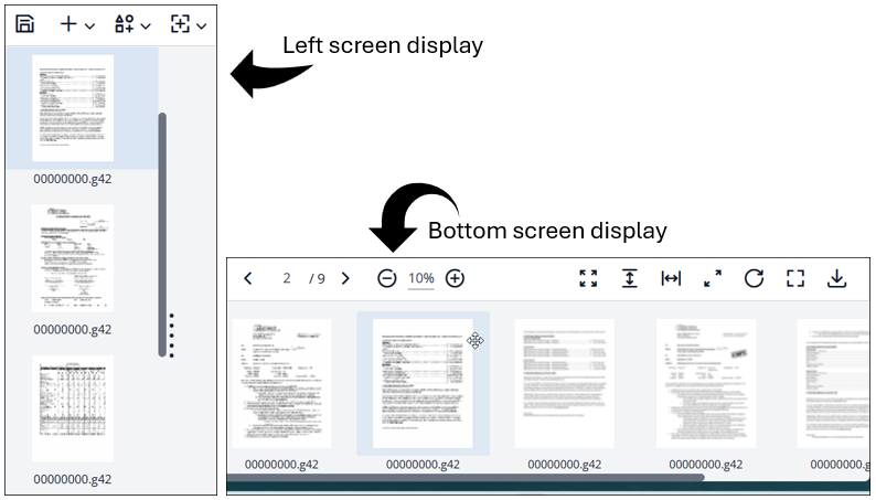 left side and bottom thumbnail displays