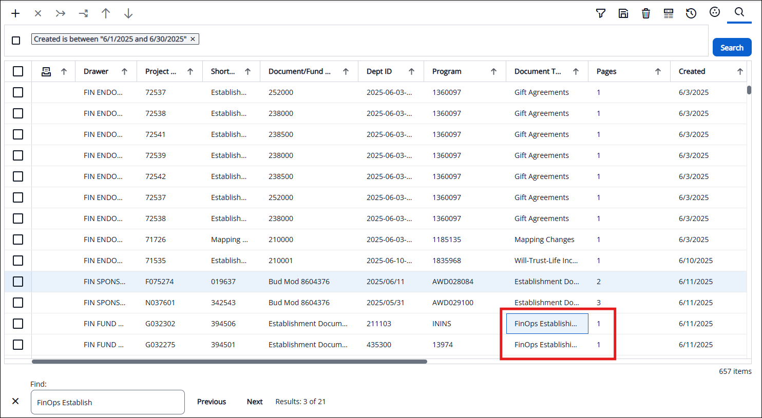 Using Find Panel example