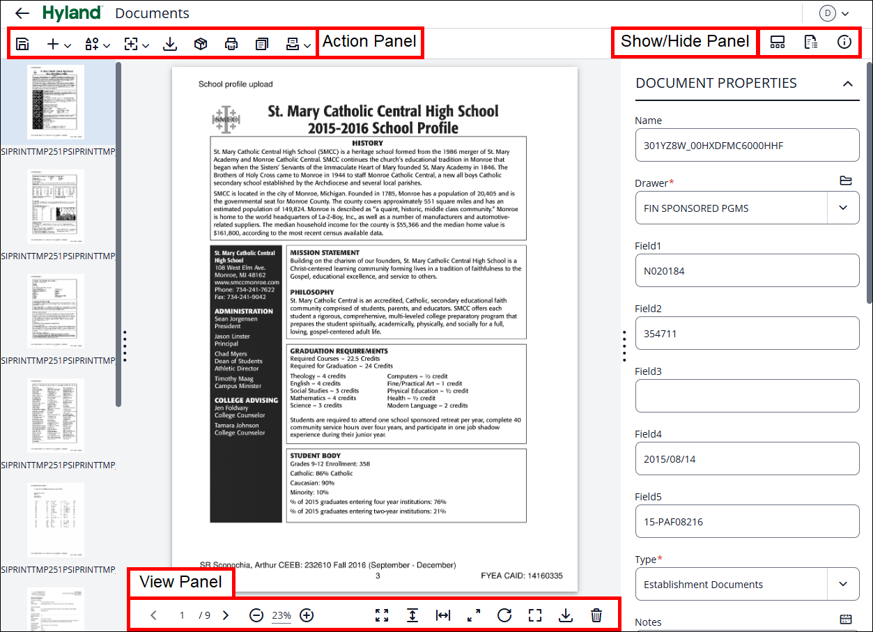 Viewing a Sample Document screenshot