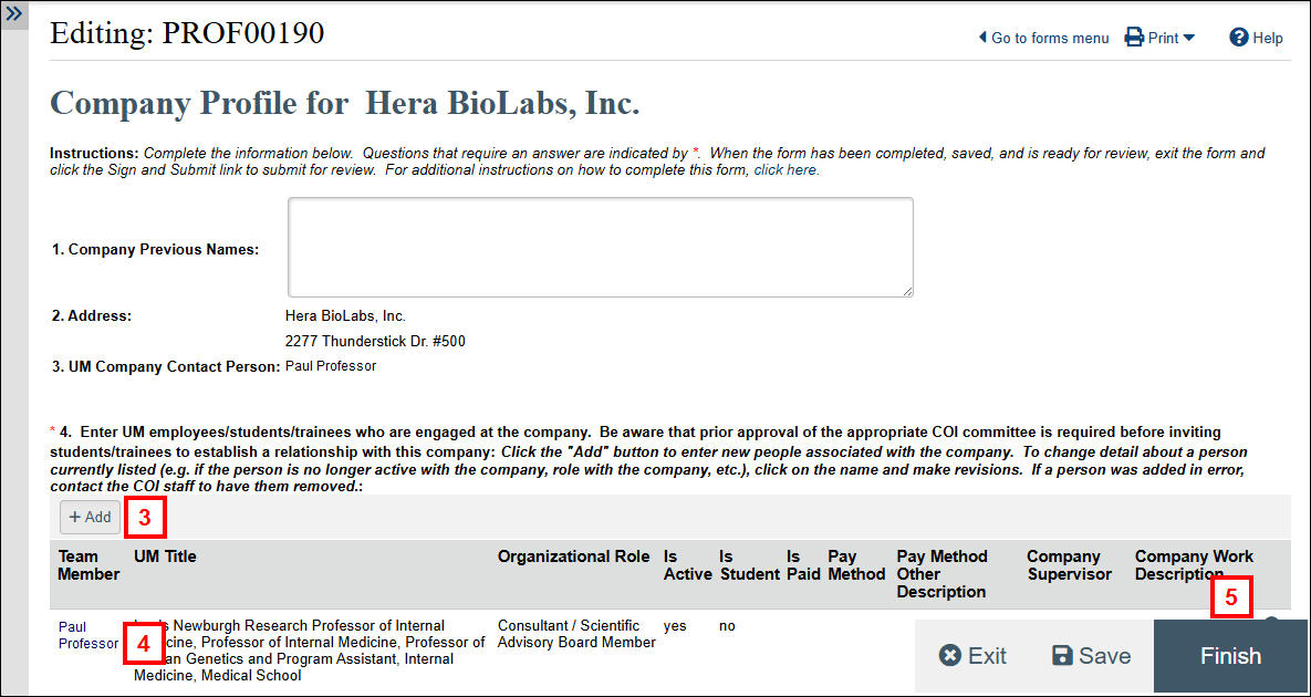 Edit Company Profile page displaying steps 3-5
