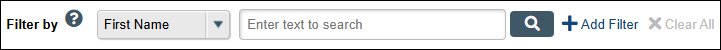 Filter and Search options