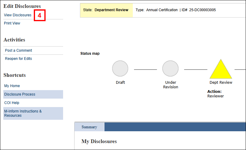Edit Disclosure page displaying step 4