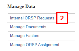 Manage Data menu displaying step 2