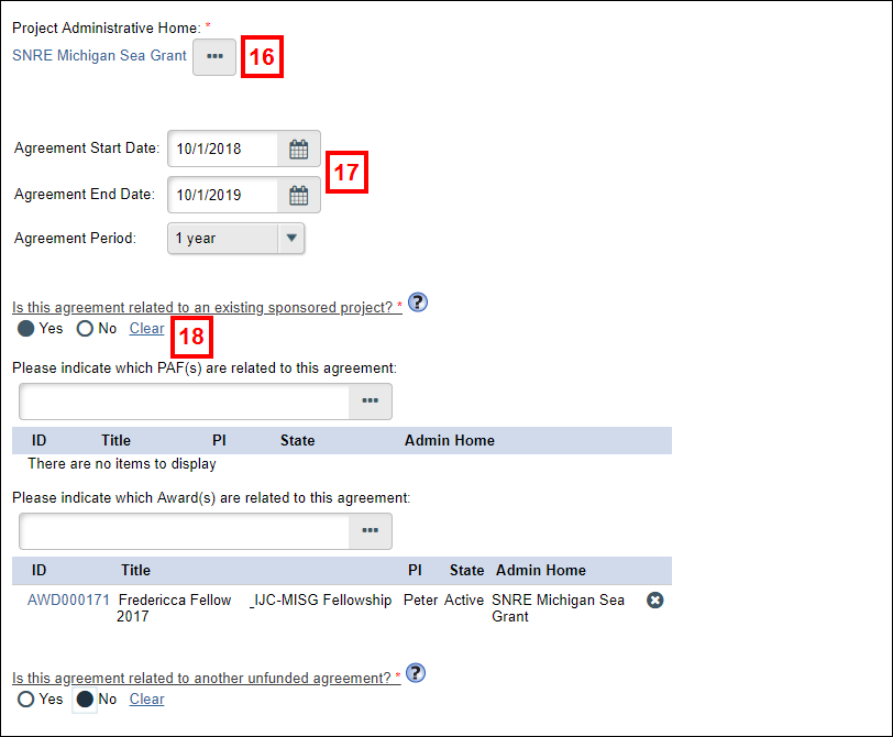 Technology Control Plan Agreement Details displaying steps 16-18