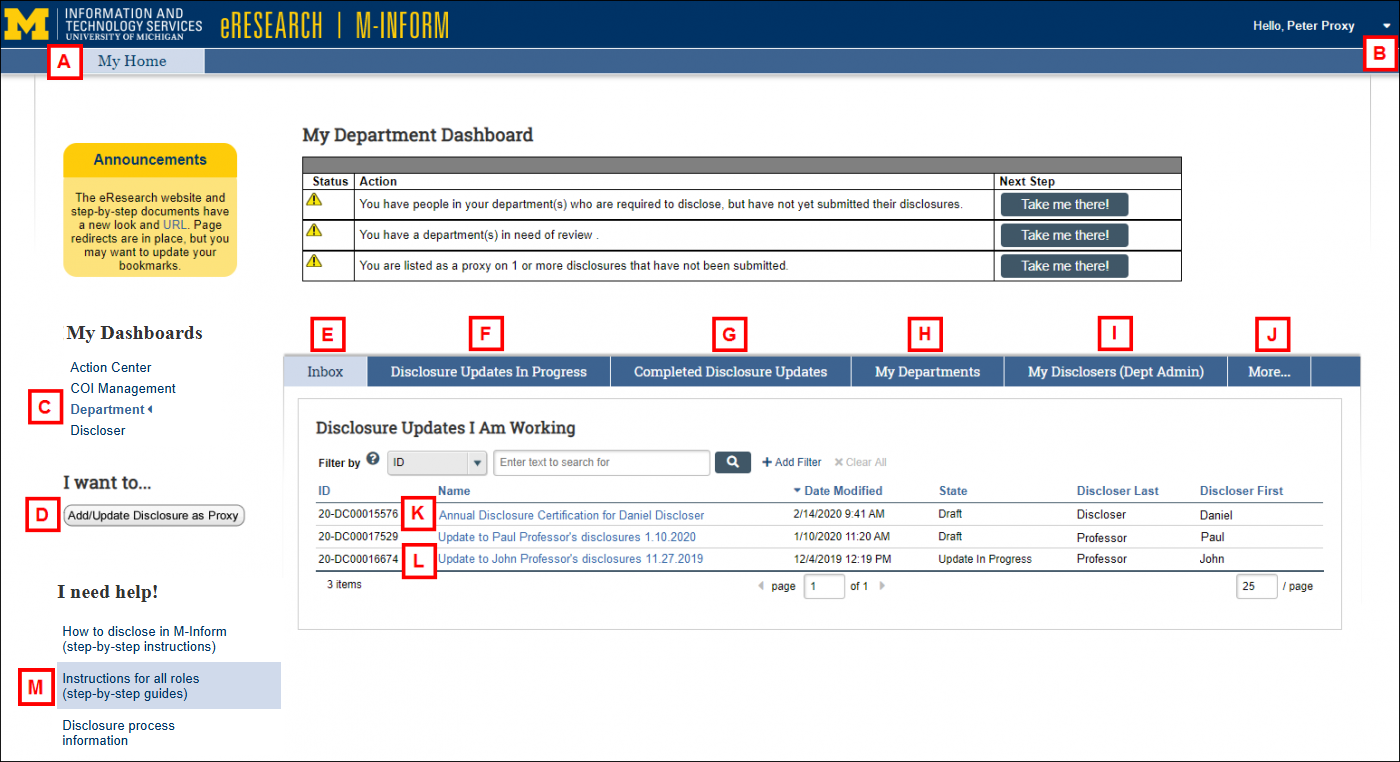 M-Inform My Department Dashboard