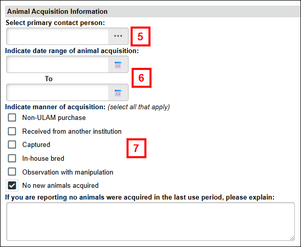 Animal Acquisition Information