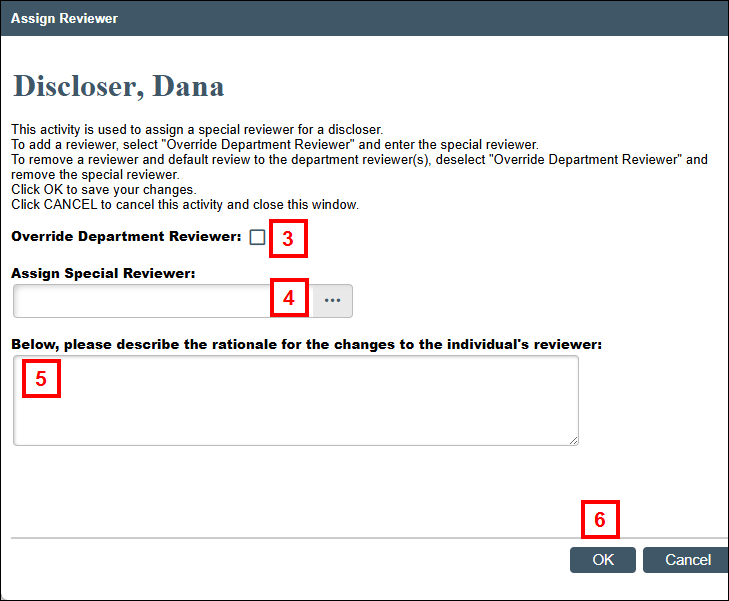 Assign Reviewer window