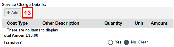 Service Charge Details