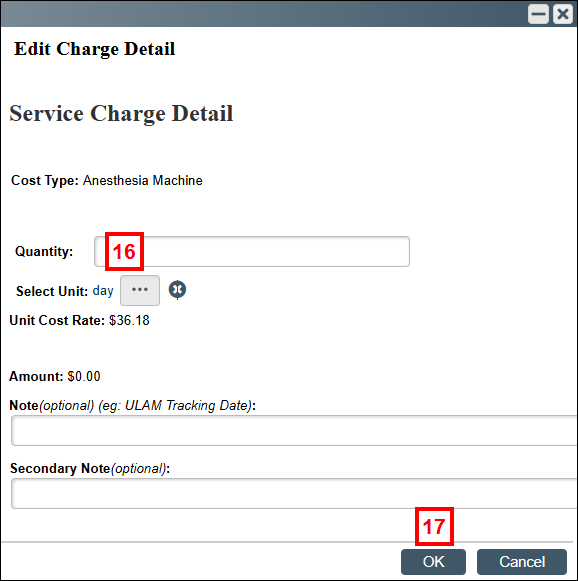 Edit Charge Detail