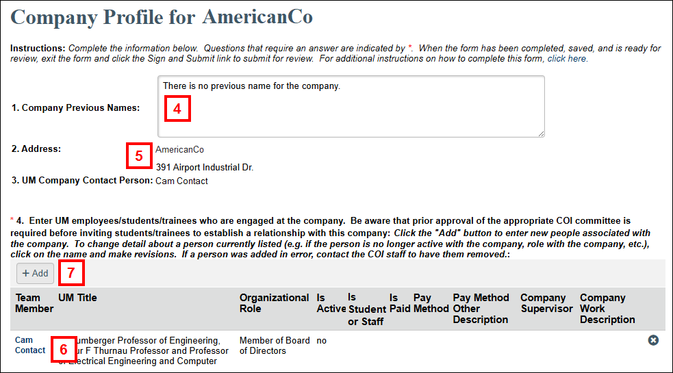 Company Profile form
