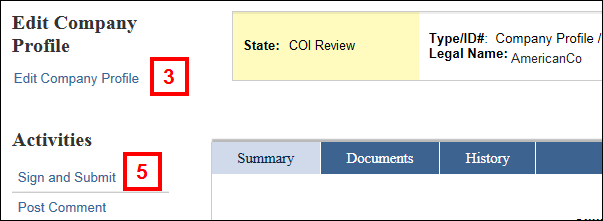 Profile Workspace: COI Review