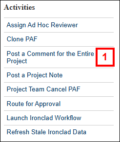 Activities menu