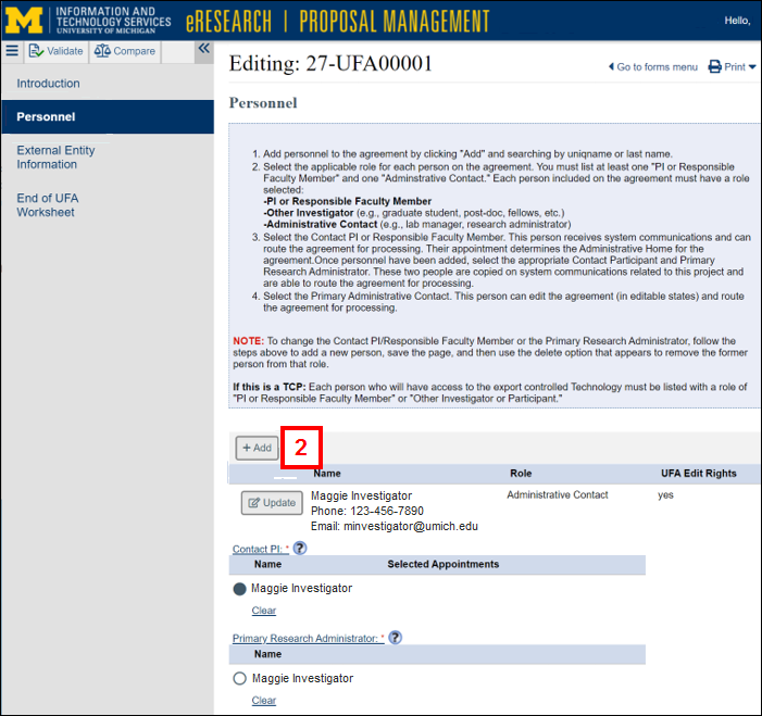 UFA Personnel Page